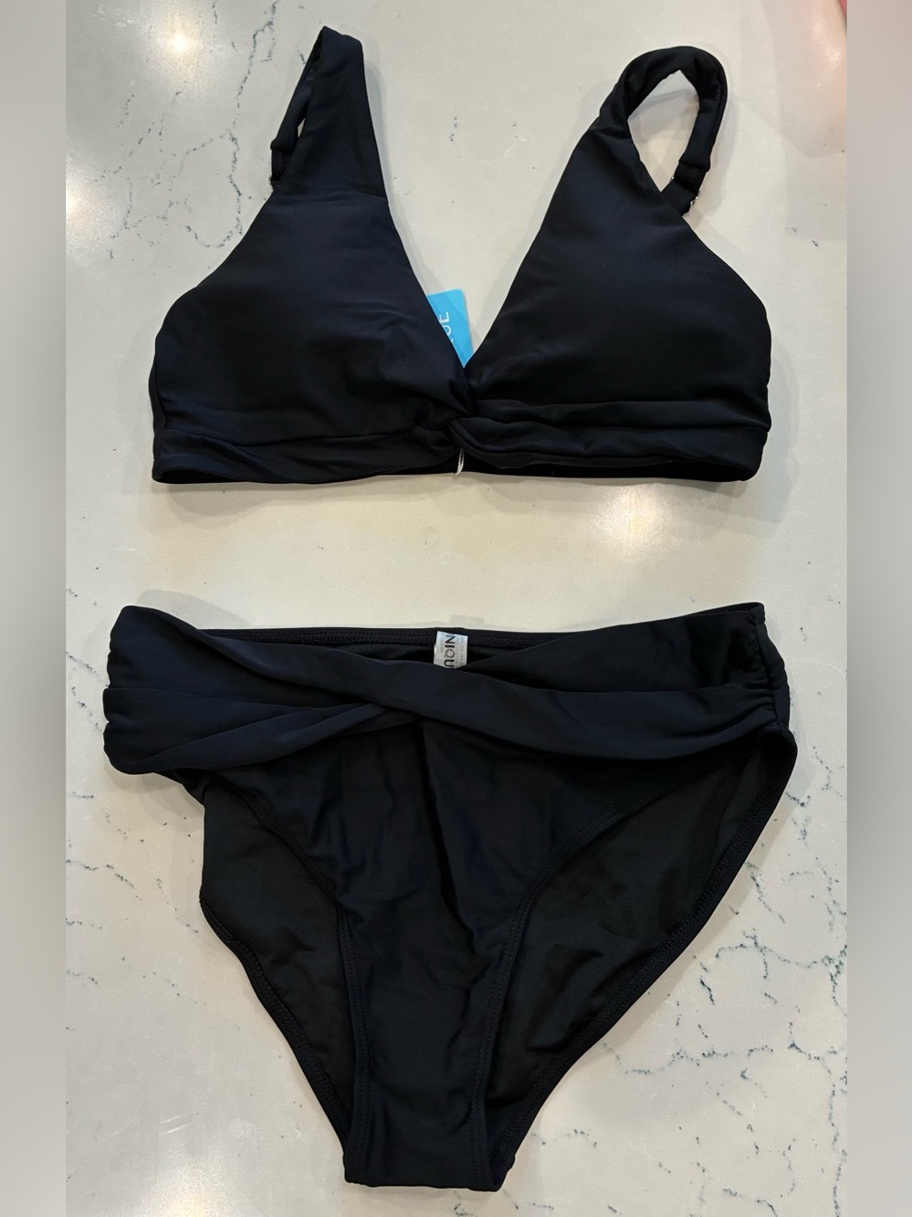 NWT Yonique Women’s Black Twist-Front Bikini Set Size S